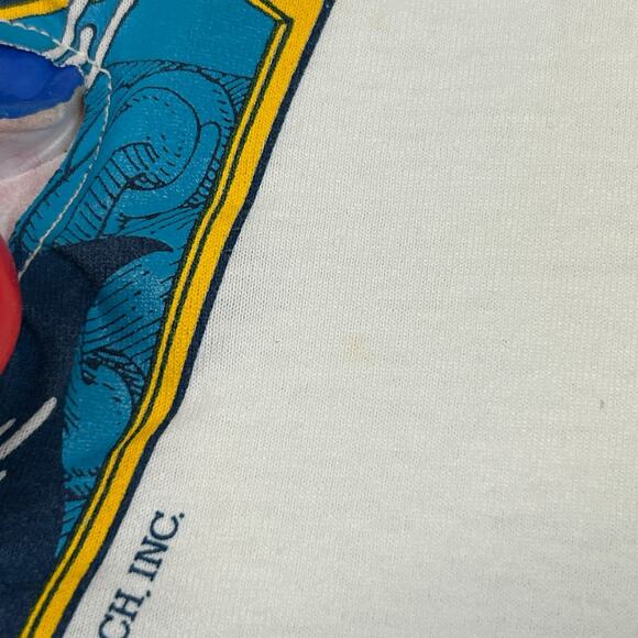 Vintage Bud Man 3D T Shirt Mens M Medium White 80s Beer Budweiser Anheuser Busch - Picture 6 of 13